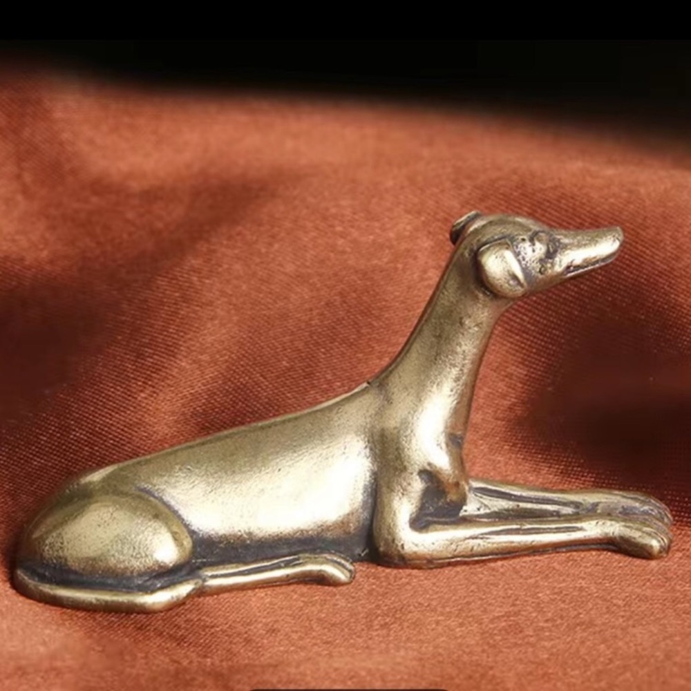 Solid Brass Greyhound Vintage-style Sculpture Desk Decor